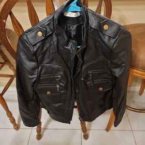 Black leather coat